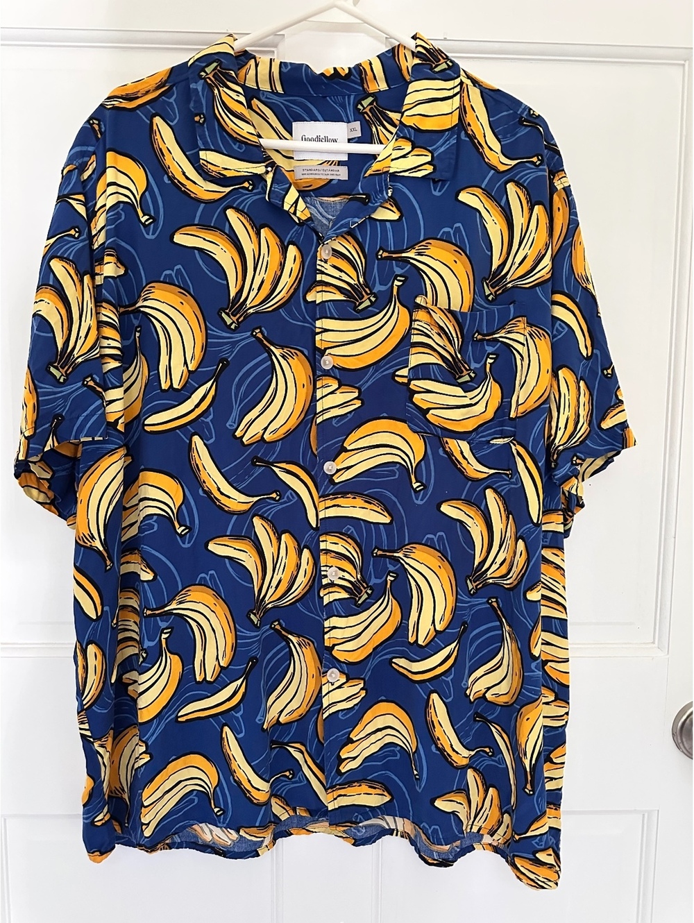 Goodfellow & Co. Men's Banana Pattern Short-Sleeve Camp Shirt Size XXL.